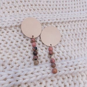 Handmade leather and stone Earrings